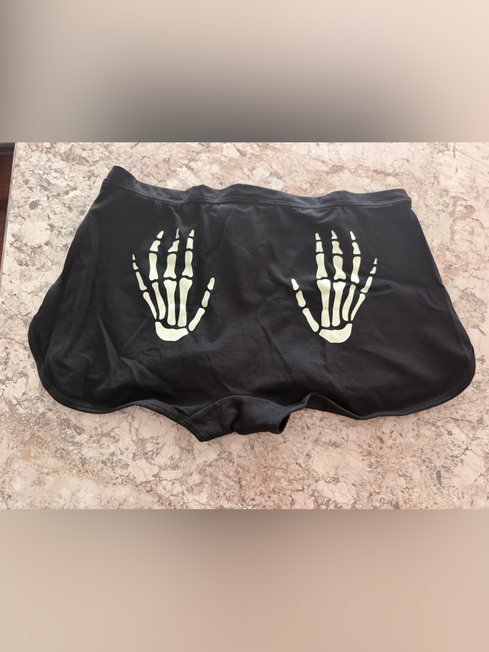 VS PINK Cotton Dorm Boyshort Panty Skeleton Hands Glow in the Dark NWT XL